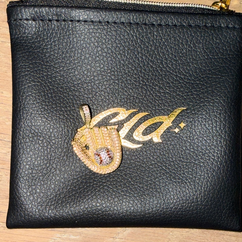 GLD Iced Baseball Pendant in Yellow Gold